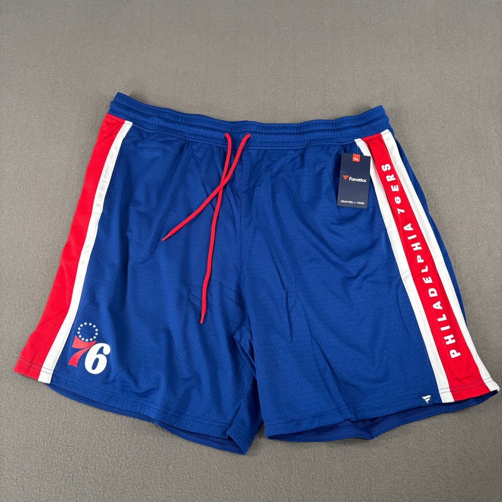 Fanatics Philadelphia 76ers Basketball Shorts Mens Size 4XL Blue Red NBA 8084